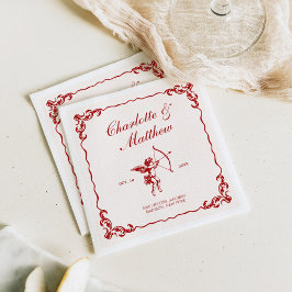 Cupids Arrow Red Vintage bröllop Pappersservett