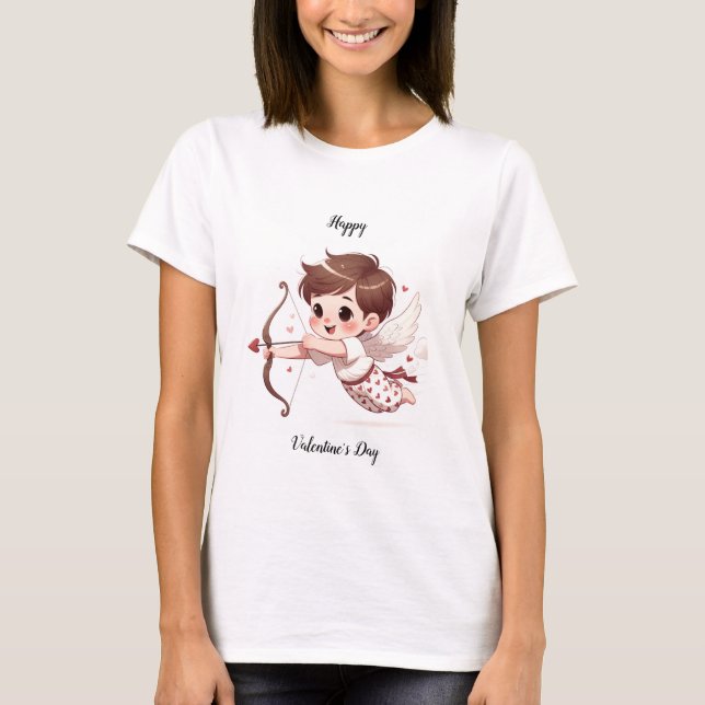 Cupids Arrow Valentindag T Shirt (Framsida)