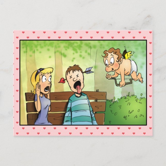 Cupids Arrow Valentine Helg Vykort (Framsida)