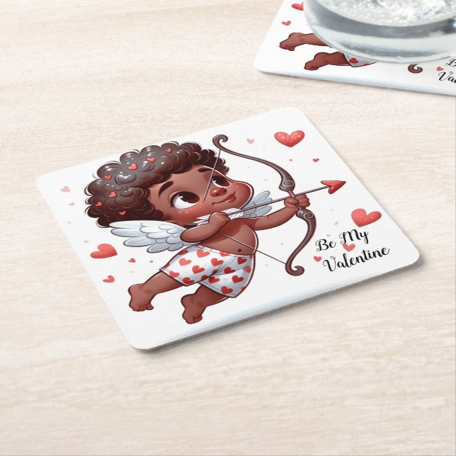 Cupids charm är min Valentine Underlägg Papper Kvadrat (Vinklad)