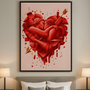 Cupid's fångst - Modern Romantisk Abstrakt Konst Poster