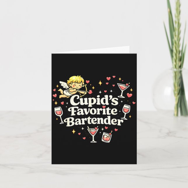 Cupids Favorit Bartender Rolig Valentin Drink Kort (Framsida)