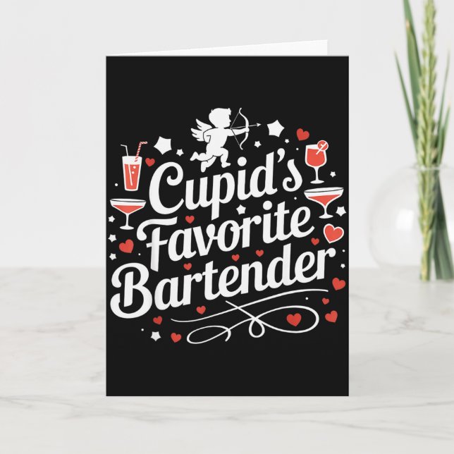 Cupid's Favorit Bartender Roligt Valentinsdryck D Kort (Framsida)