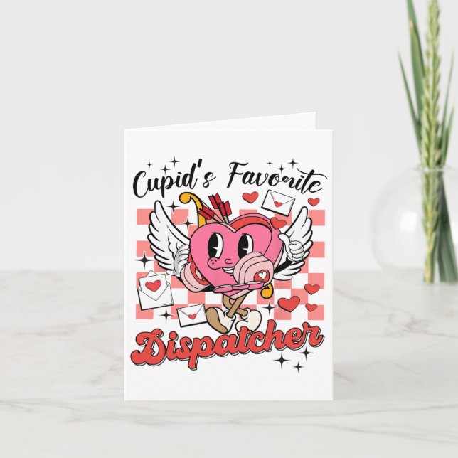 Cupids favorit Dispatcher Retro Valentine Distp Kort (Framsida)