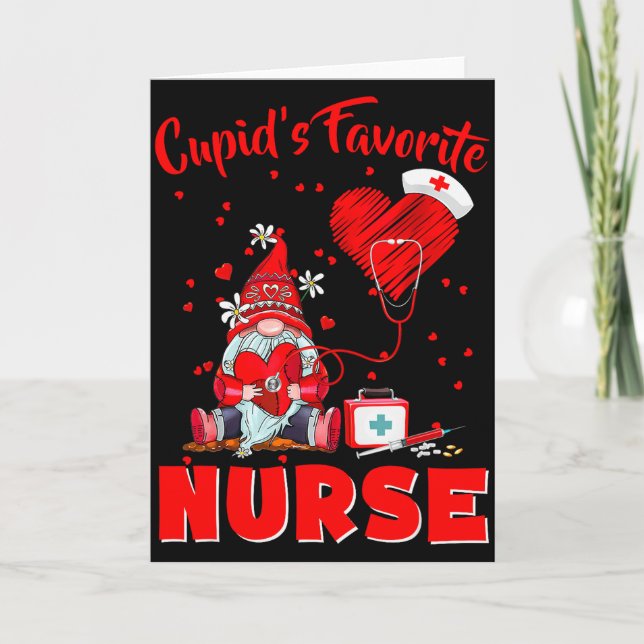 Cupids Favorit Sjuksköterska Gnome Alla Hjärtans D Kort (Framsida)