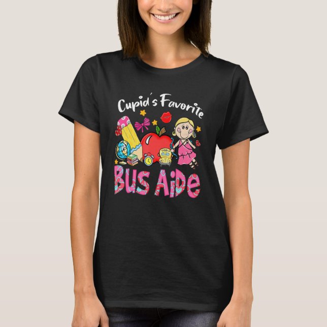 Cupid's Favorite Bus Aide Apple Cute Cupid Valenti T Shirt (Framsida)