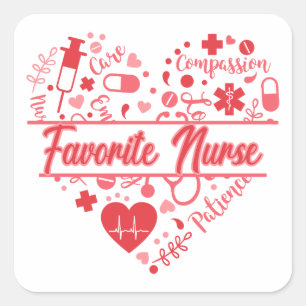 Cupids Favorite Nurse Fyrkantigt Klistermärke