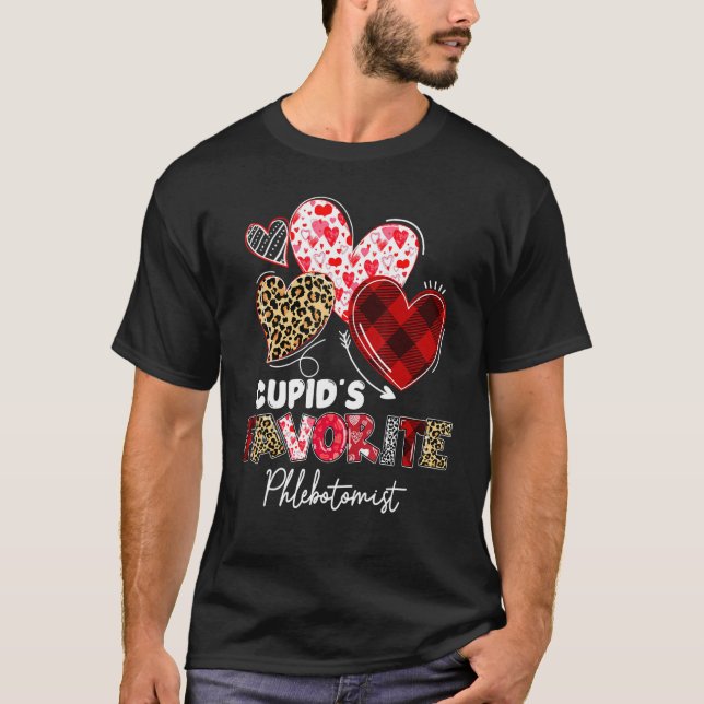 Cupid's Favorite Phlebotomist Valentine Phlebotomy T Shirt (Framsida)