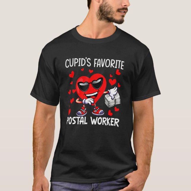 Cupid's Favorite Postal Worker Mailman Happy Valen T Shirt (Framsida)