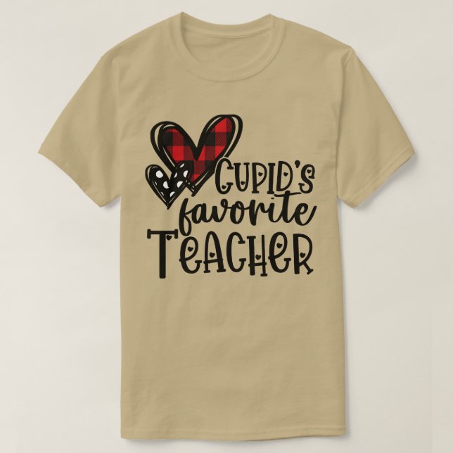 Cupids Favorite Teacher Buffalo Play Kärlek Heart  T Shirt (Design framsida)
