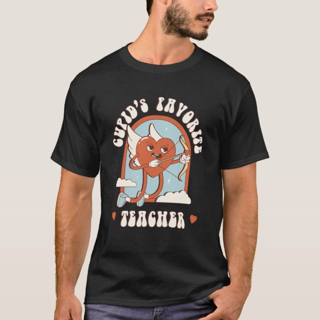 Cupid's Favorite Teacher Red Heart Teacher's Cute  T Shirt (Framsida)