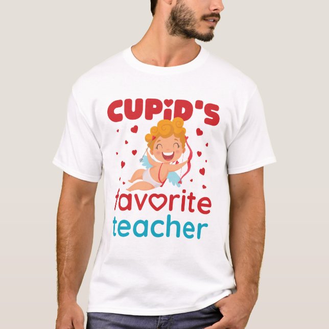 Cupids favoritlärare Cute Valentine Day T Shirt (Framsida)