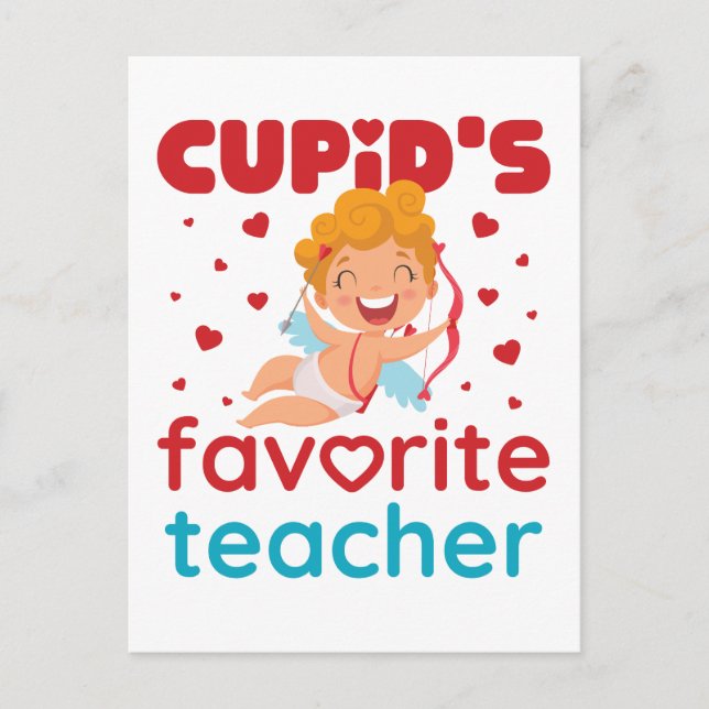 Cupids favoritlärare Cute Valentine Day Vykort (Framsida)