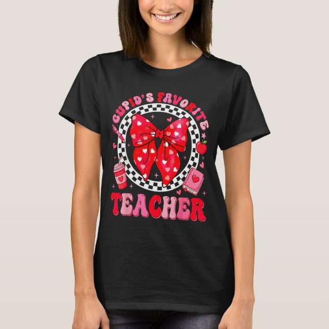 Cupids Favoritlärare Student Coquette Bow Valen T Shirt (Framsida)