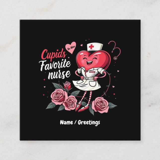 Cupids favoritnäsa och Cute Valentine's Fyrkantigt Visitkort (Framsida)