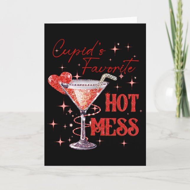 Cupid's Hot Mess Alla hjärtans dag Martini Kärleks Kort (Framsida)