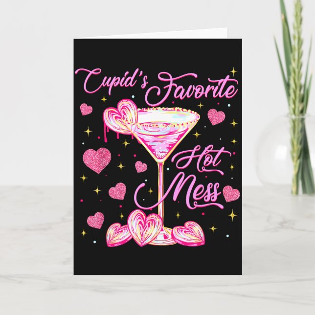 Cupids Hot Mess Coquette Valentines Martini Alla h Kort (Framsida)