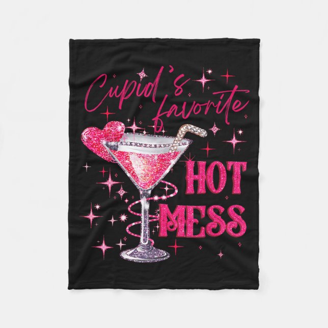 Cupids Hot Mess Valentines Martini Alla hjärtans d Fleecefilt (Framsidan)
