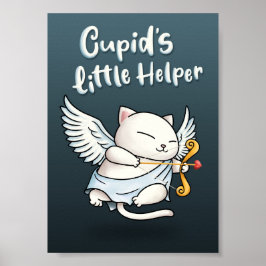 Cupids lilla Helper Velentines Cat Poster