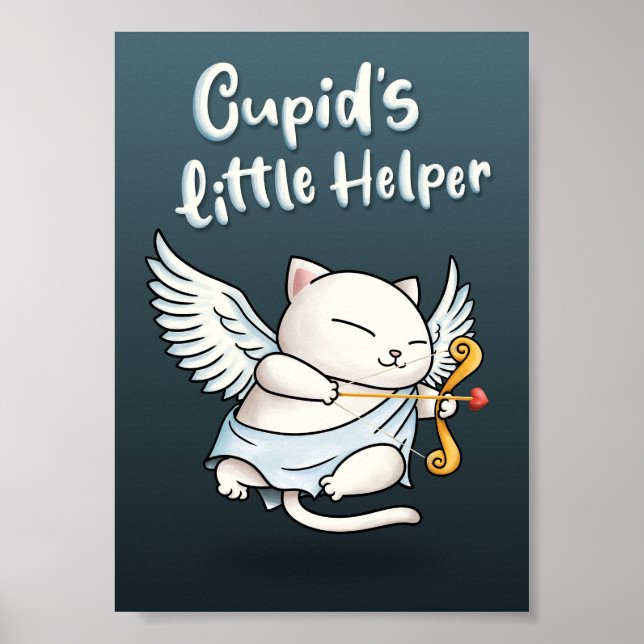 Cupids lilla Helper Velentines Cat Poster (Framsidan)