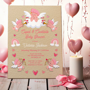 Cupids och Cocktails Valentine Day Baby Shower Inbjudningar