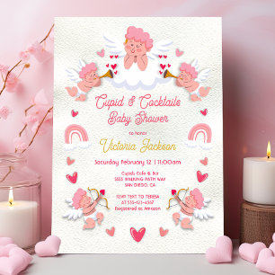 Cupids och Cocktails Valentine Day Baby Shower Inbjudningar