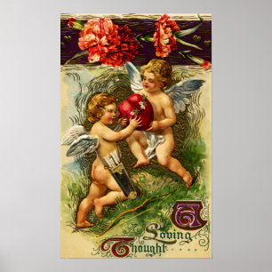 Cupids och nejlikavintagevalentin poster