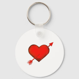 Cupids pil Red on White Button Keychain Nyckelring