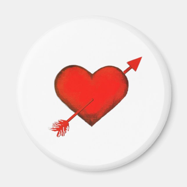 Cupids pil Red on White Button Magnet (Framsidan)