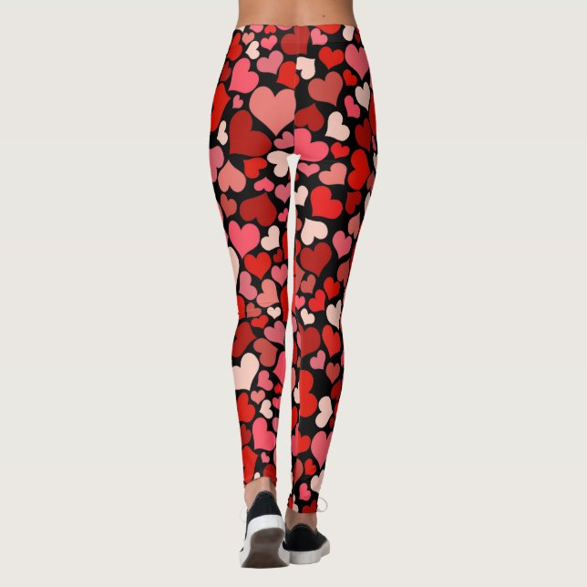 Cupids röd rosa valentines för kärlekhjärtor på leggings (Baksida)