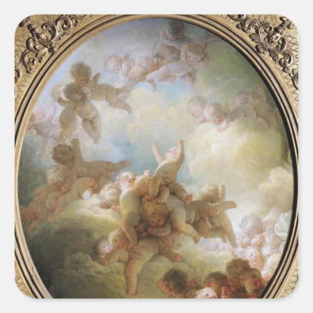 Cupids svärmning, c.1767 fyrkantigt klistermärke (Framsida)