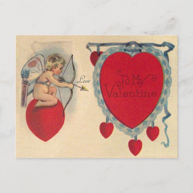 Cupids valentinmeddelande Vintage vykort (Framsida)