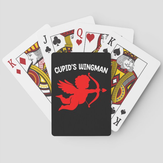 Cupids Wingman Cute Valentines Day Make-fru Casinokort (Baksidan)