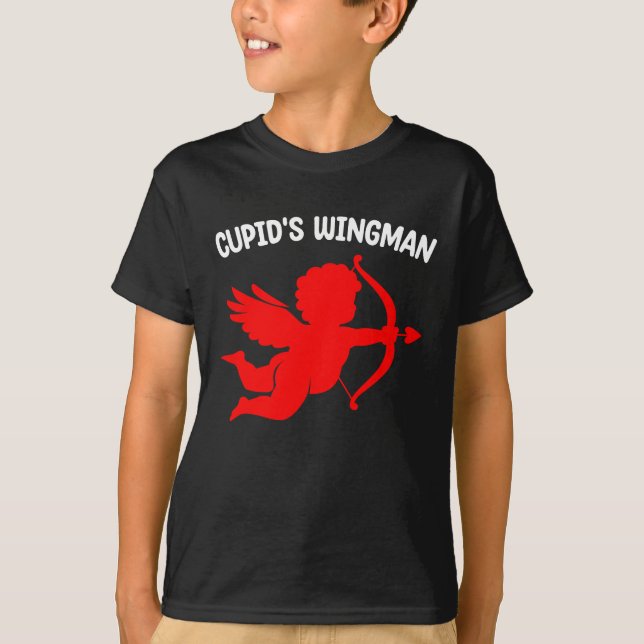 Cupids Wingman Cute Valentines Day Make-fru T Shirt (Framsida)