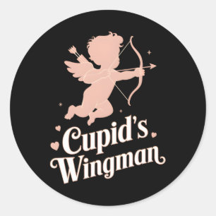Cupids Wingman Funny Valentindag Angel Design Runt Klistermärke