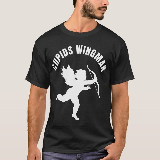 Cupids Wingman Funny Valentines day Cupid Shirt T (Framsida)