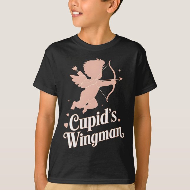 Cupids wingman rolig Alla hjärtans dag ängeldesign T Shirt (Framsida)