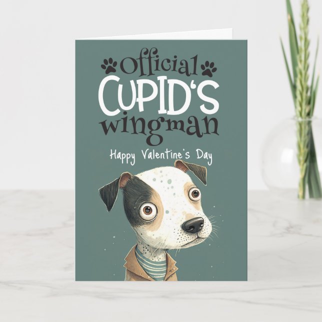 Cupids Wingman.. Valentine från hund Helgkort (Framsida)