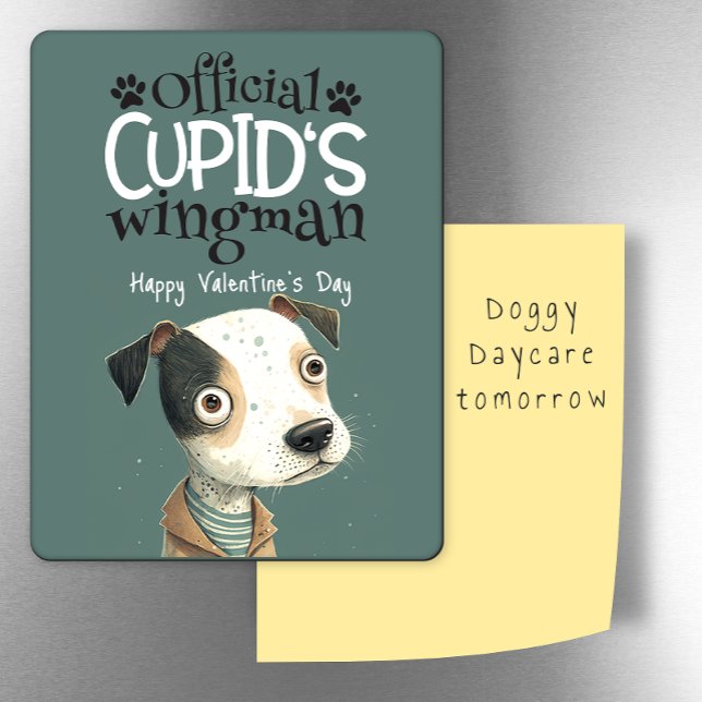 Cupids Wingman.. Valentine från hund-kylen Magnet (Skapare uppladdad)