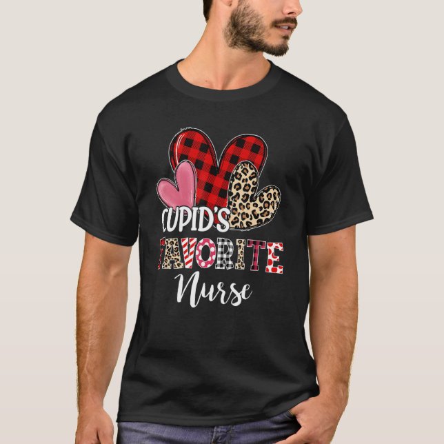Cupidu2019s Favorite Nurse Cute Hearts Valentines  T Shirt (Framsida)