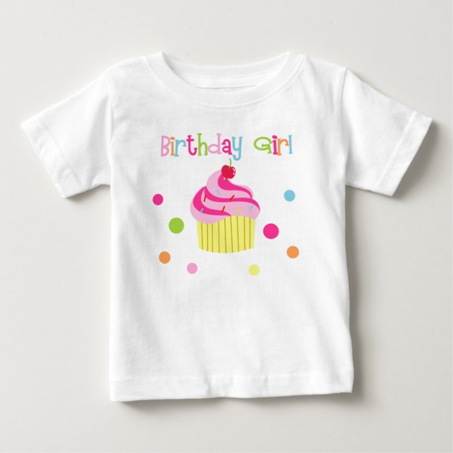 Cupkaka 1:a födelsedagstjejen Tshirt Shirt T (Framsida)