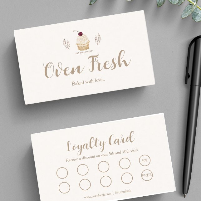 Cupkaka Baker Bakery Chef Catering Dawn Rosa Lojalitetskort (Skapare uppladdad)