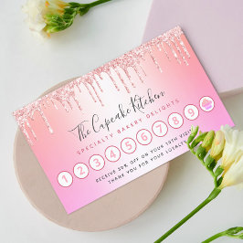 Cupkaka Bakery Chef Ro Guld Glitter Rosa Rainbow Lojalitetskort