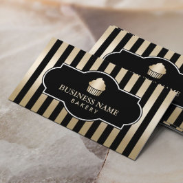 Cupkaka Bakery Classy Black & Guld Rand Modern Visitkort