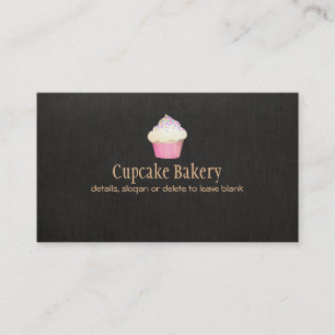 Cupkaka Bakery Faux Black Linen Affärskort Visitkort