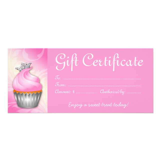 Cupkaka Bakery Gift Certificate Krona Rosa Reklamkort (Framsidan)
