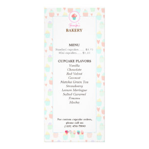 Cupkaka Bakery Meny Rackkort PASTEL KAWAII