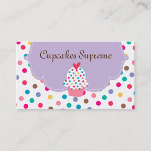 Cupkaka Bakery Polka dots Lila Heart Visitkort