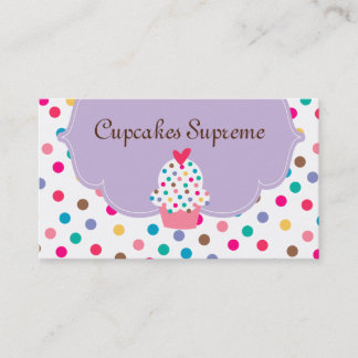 Cupkaka Bakery Polka dots Lila Heart Visitkort