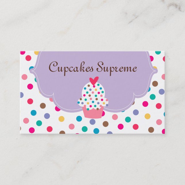 Cupkaka Bakery Polka dots Lila Heart Visitkort (Framsida)
